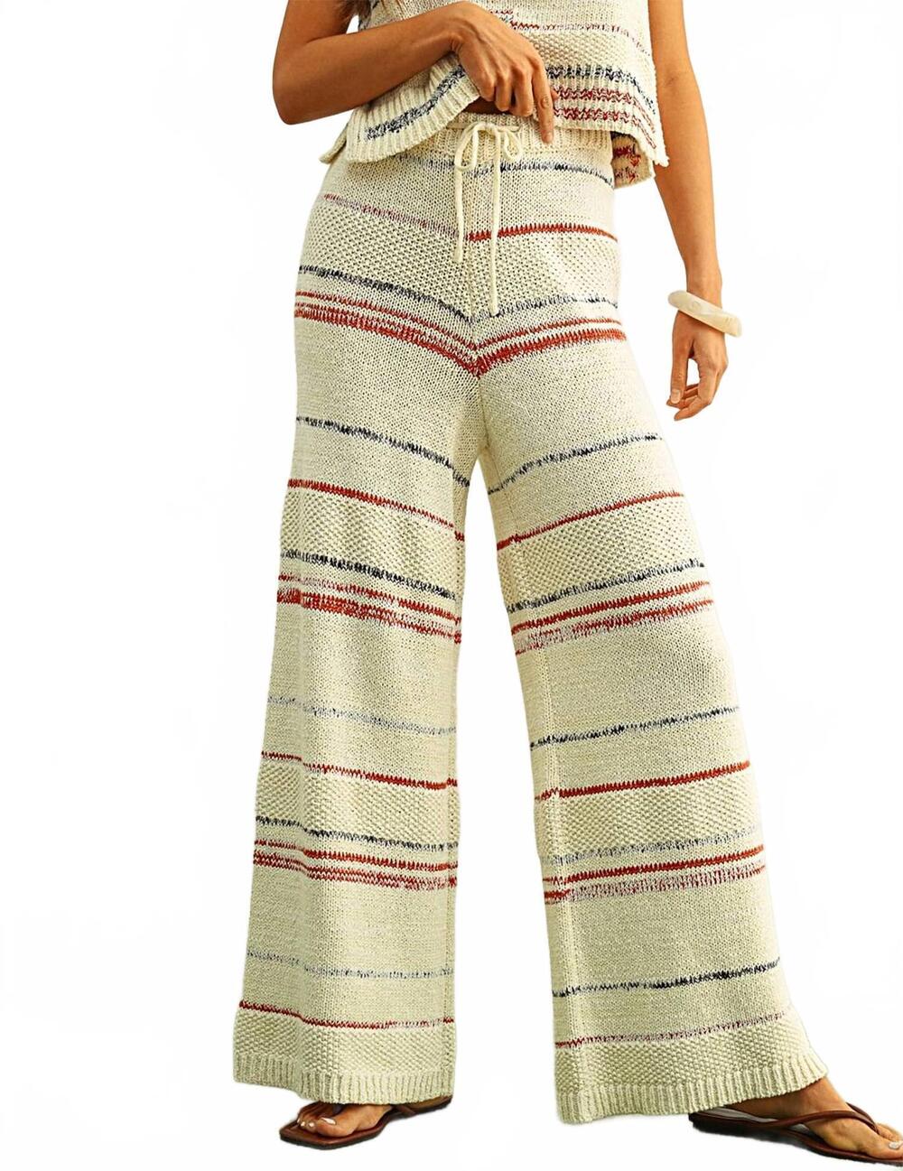 NEW MIOU MUSE stripe pattern knit pants in multi